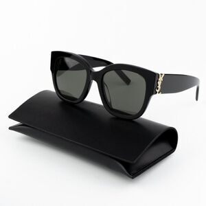 NEW Saint Laurent  SLM95/F 001 Black Grey Oversized Cat Eye Women Sunglasses